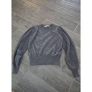 Women's LOFT Pleated Puff Sleeve Sweater Gray‎ Size Small